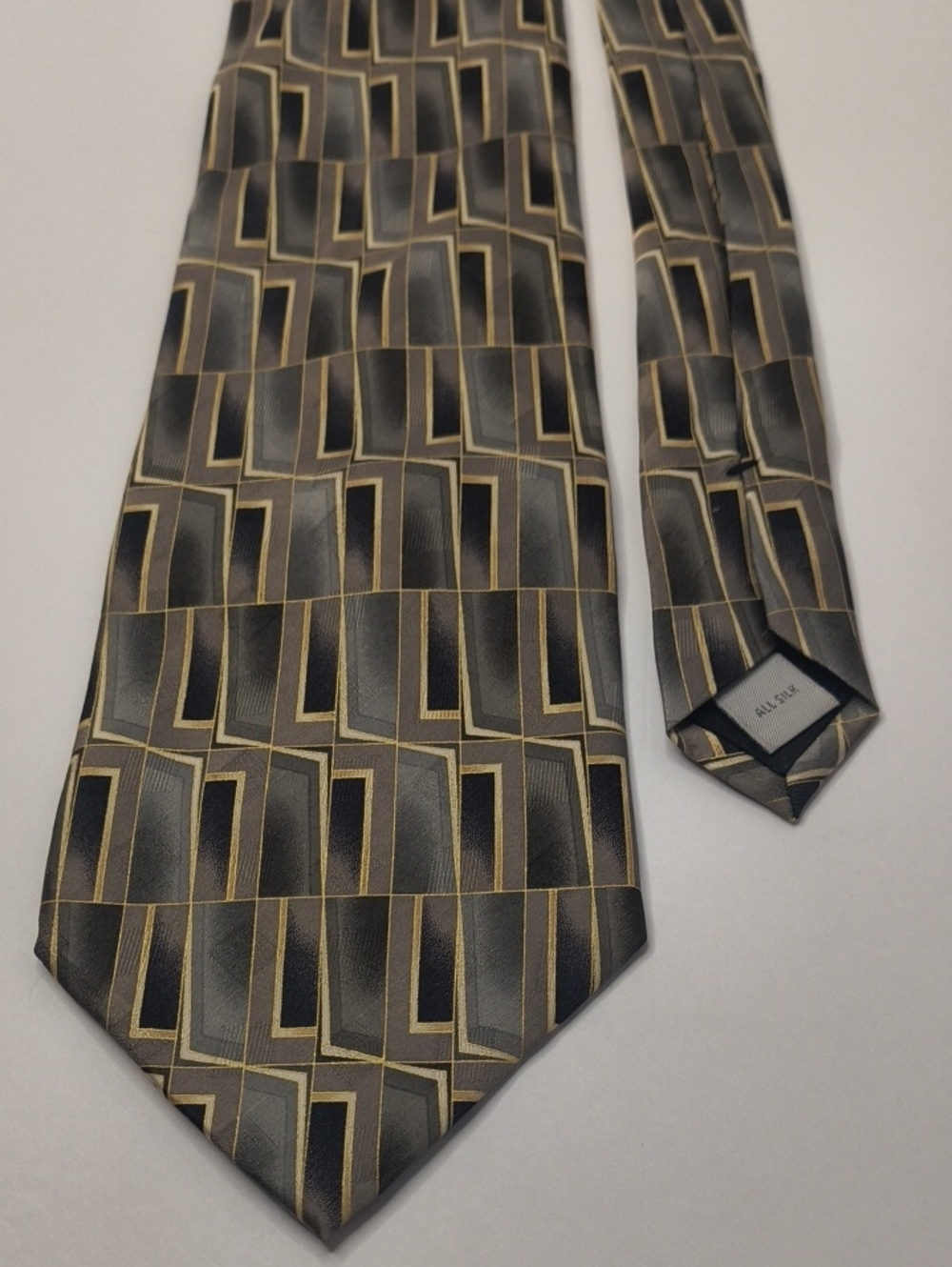 Silk Geometric Black & Gold Tie